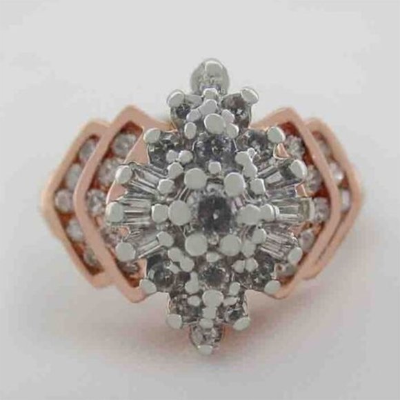 Genuine 1.25 Cts Diamonds Engagement Ring 14K Rose Gold